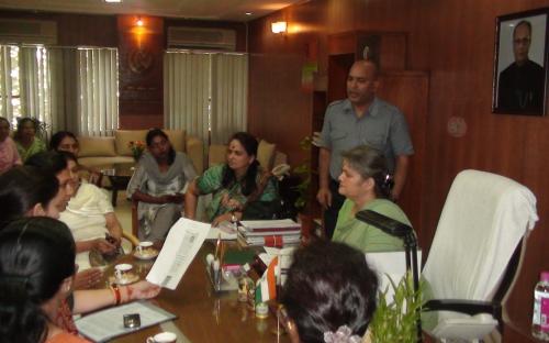 Some volunteers from Bhartiya Janta Party Mahila Morcha in leadership of Smt. Smriti Irani visited the Commission