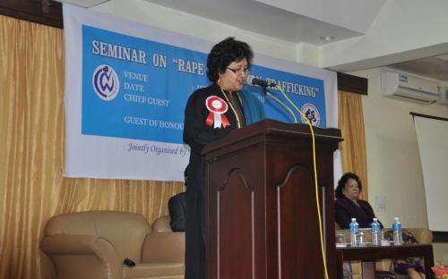 Ms. Wansuk Syiem, Member, NCW was chief guest at a seminar on “Rape and Human Trafficking” on 1st February, 2013 at Aizwal