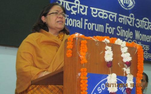 Smt. Lalitha Kumaramangalam, Hon’ble Chairperson, NCW addressing the gathering