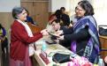 Smt. Lalitha Kumaramangalam, Hon’ble Chairperson, NCW receiving the momento during consultation on ICT and women empowerment