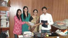 Student representatives give memorandum to Hon'able Chairperson, NCW on Radhika Murder Case at Dhaula Kuan, Delh