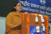 Smt. Lalitha Kumaramangalam, Hon’ble Chairperson, NCW addressing the gathering